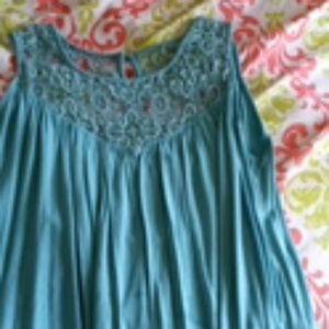 Blue knitted cotton tank